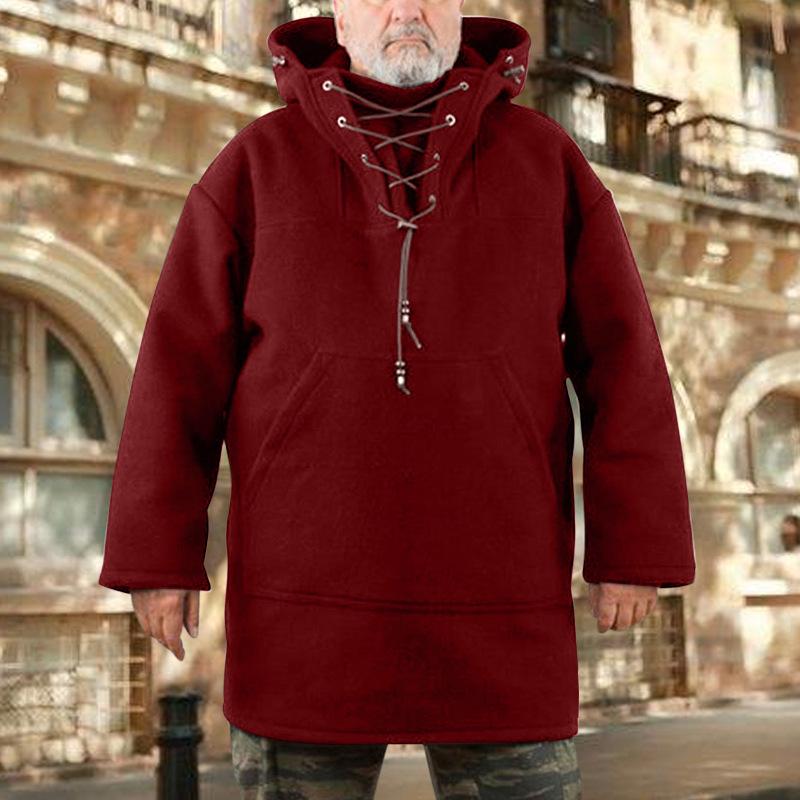Available: European & American Mid-length Men's Woolen Hoodie - Autumn/Winter Casual Top