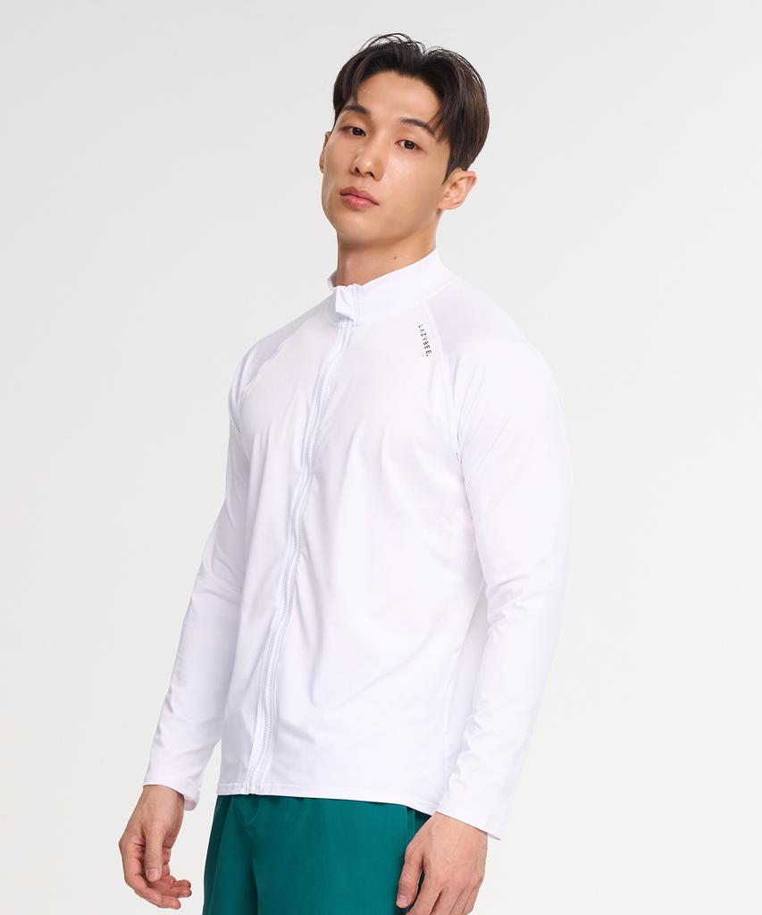 Leijibi Multi-Cooling Essential Loose Fit Zip-Up Rash Guard M White