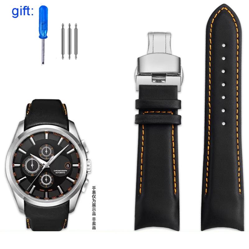 Pulseira de Couro Genuíno para Relógio Tissot T035 Pulseira Masculina Série 1853 T035627 T035617 T035407 Boca de Arco Pulseira 22mm 23mm 24mm