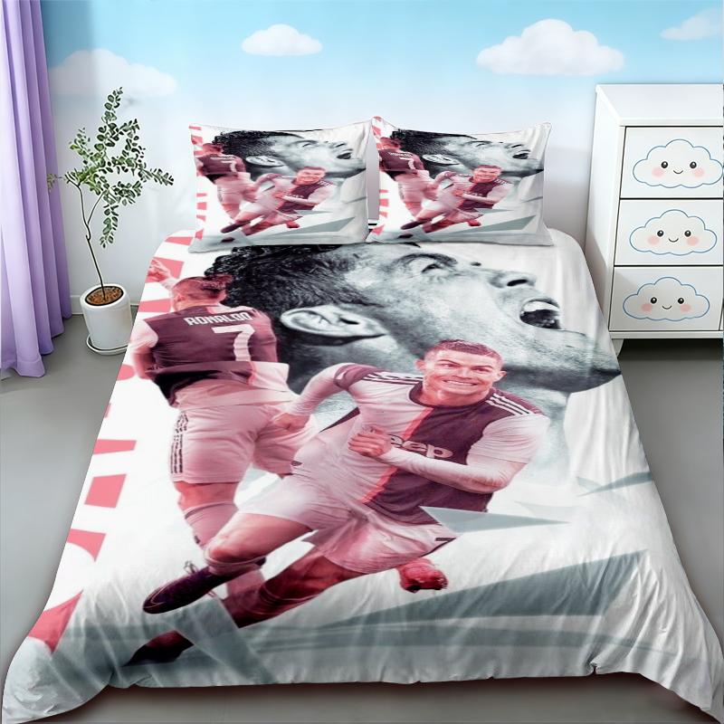 Cristiano Ronaldo Duvet Cover Football Theme Bedding Set for Comfortable and Breathable Bedroom Decor Fan Best Gifts