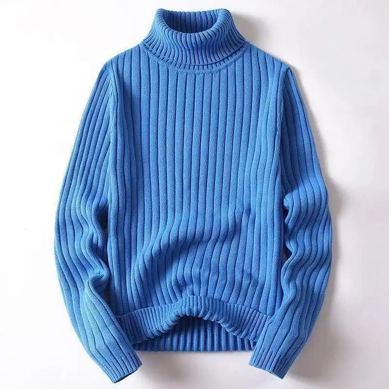 Herbst und Winter Rollkragen Einfarbig Slim Unterhemd Lässiger Stil Vielseitiger Pullover Herren Pullover Top