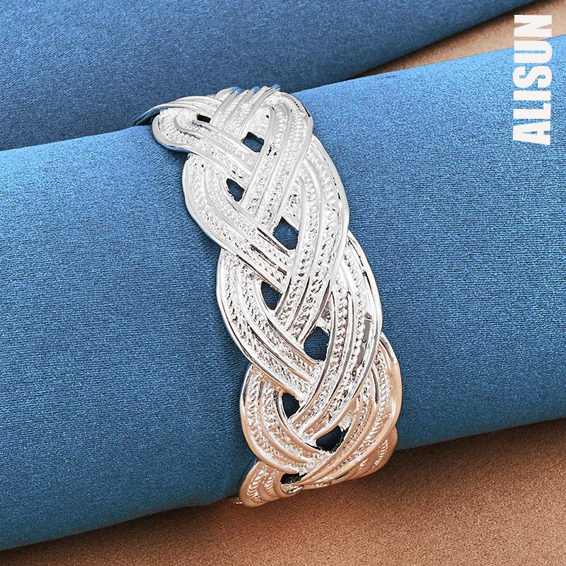 Bransoletka z siatki tkanej 925 ze srebra wysokiej próby o średnicy 27 mm Modna biżuteria ślubna