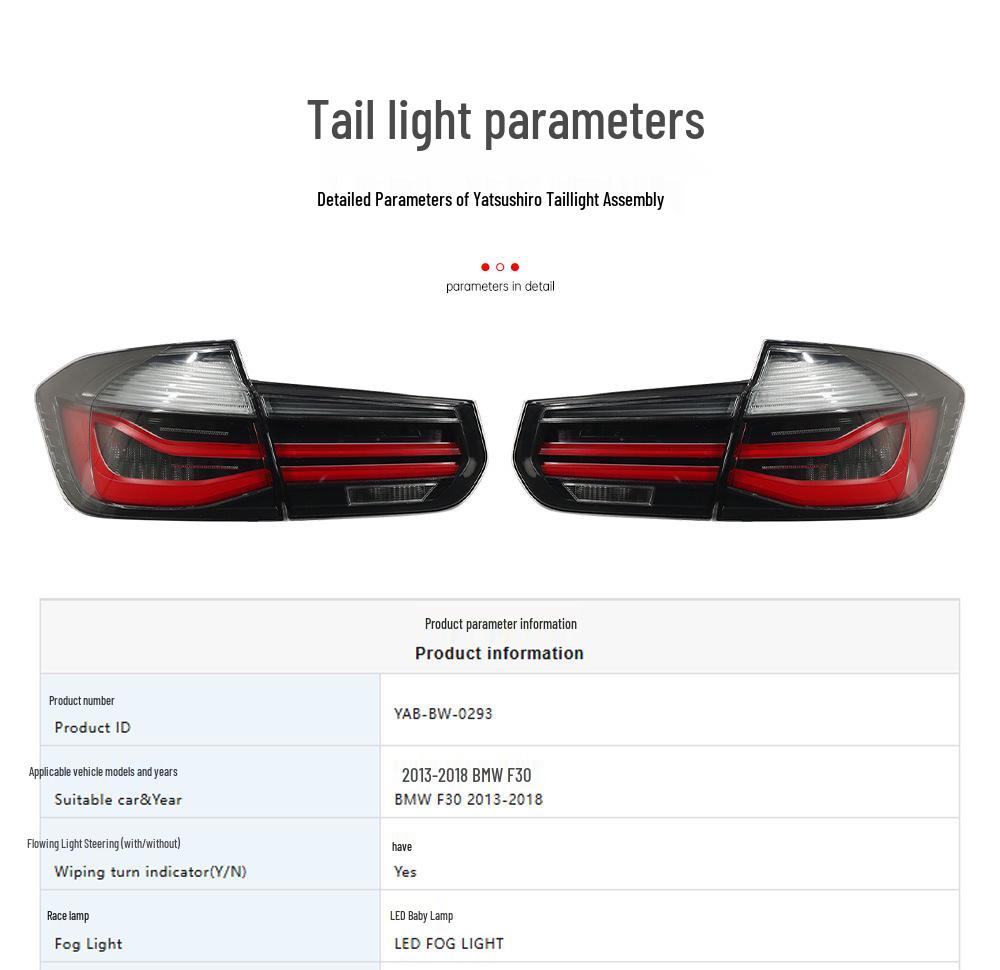 Compatible with 2013-2018 BMW 3 Series F30/F35 Rear MP Style LED Sequential Signal Daytime Running Brake Light.