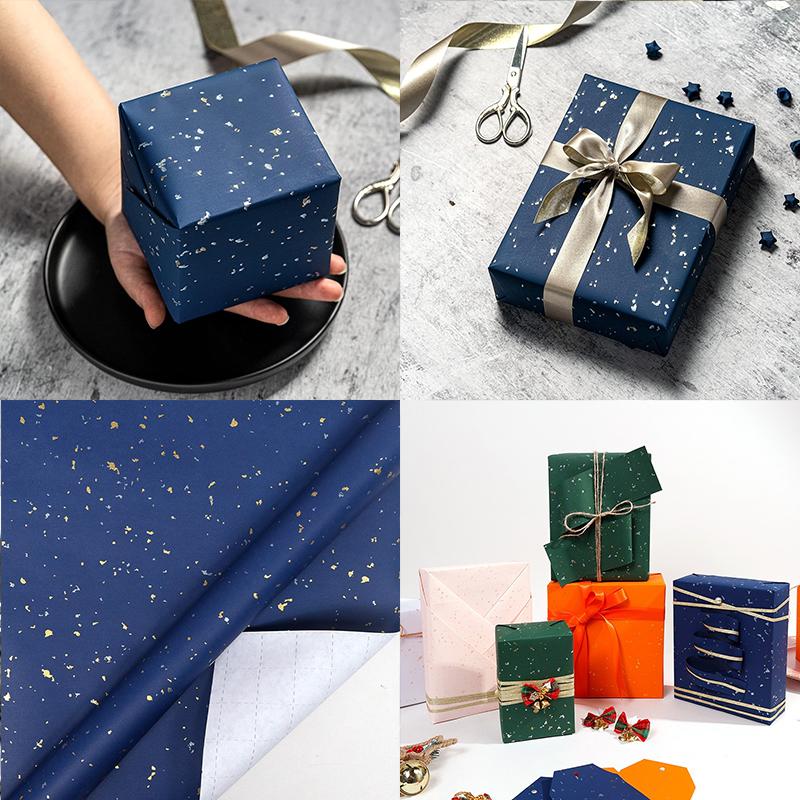 Navy Blue Gift Wrapping Paper Roll Large Rolls 43cm X 3m Gold/Silver Sparkles Craft Packaging Christmas Party Gift Box Paper