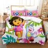Cartoon Dora Girls Anime Quilt Cover Set, Kids Boys And Girls Duvet Cover, Queen/King/Full/Twin Size, Soft Printed Bedding Set