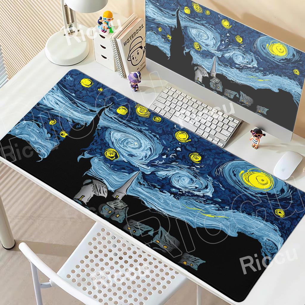 Van Gogh's Oil Painting Mouse Pad Starry Night Large Rubber XXL PC Desk Accessories Mousepad for Office&Gamer Keyboard Decor Mat