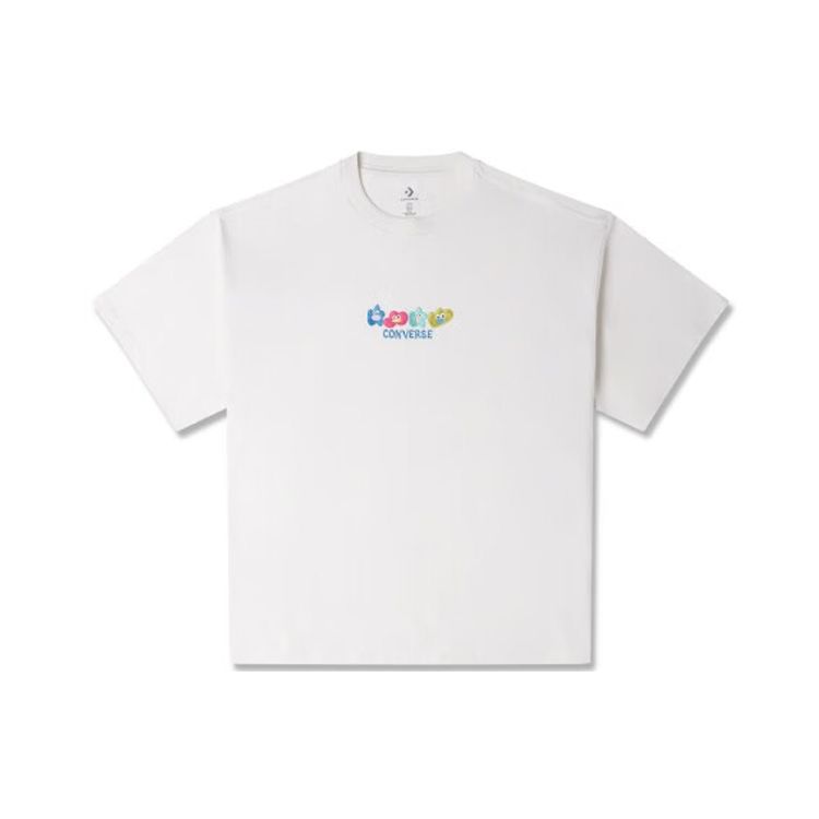 

Мужская футболка с короткими рукавами и круглым вырезом Converse с мультяшной вышивкой, белые топы 10025442-A02