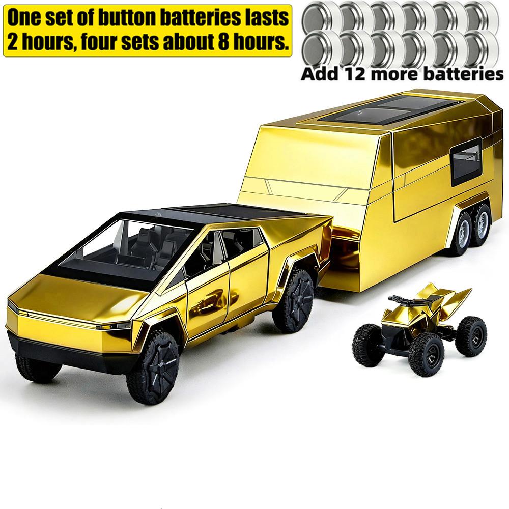1/32 Goldener Tesla Cybertruck Geländewagen Pickup LKW Legierung Metall Druckguss Modellauto Perfektes Weihnachtsgeschenk Junge & Geeignet für Sammlerstücke