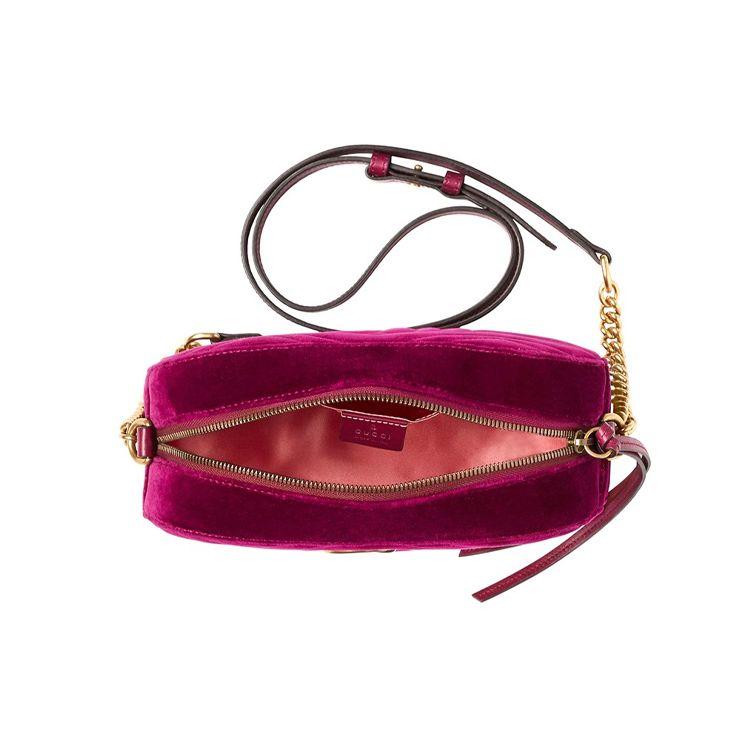 Gucci Borsa a tracolla GG Marmont Trapuntata in Velluto Fucsia Dettagli Dorati Per Tutti i Giorni e Feste 447632-9QIBT-5671