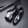 Brogue Oxford Shoes Mens Genuine Leather Business Formal Derby Pointed Toe Lace Up Dress Shoes