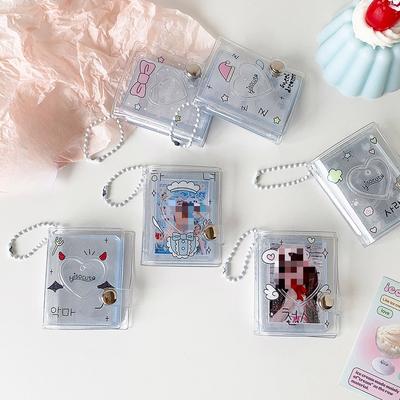 Cartoon 2 Inch Transparent Pendant Photo Album Keychain,Student ID Card Holder for Small PhotosCute Purse Charm for Girl