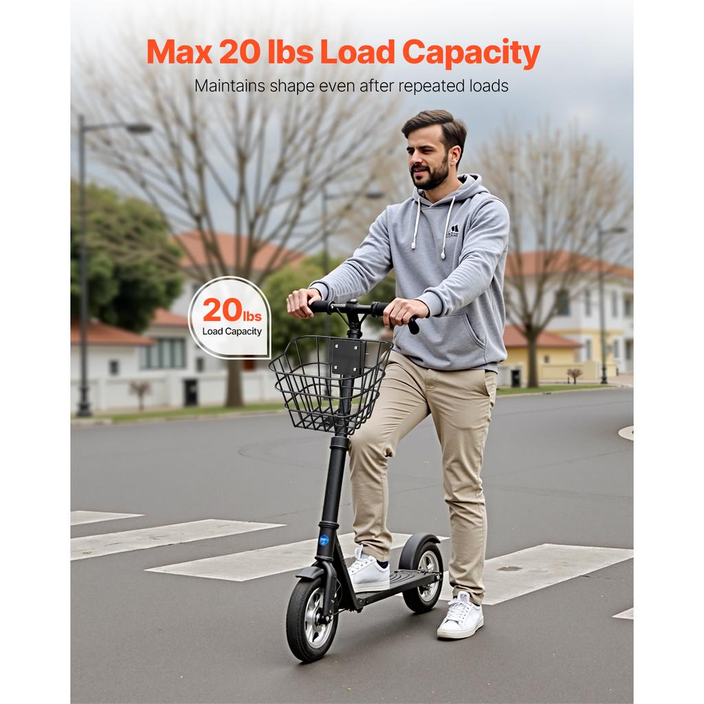SucceBuy Front Bike Basket Electric Scooter Basket with Fixed Bracket - Max Bearing 20 lbs Kids Bike Basket/Adult Bicycle Basket