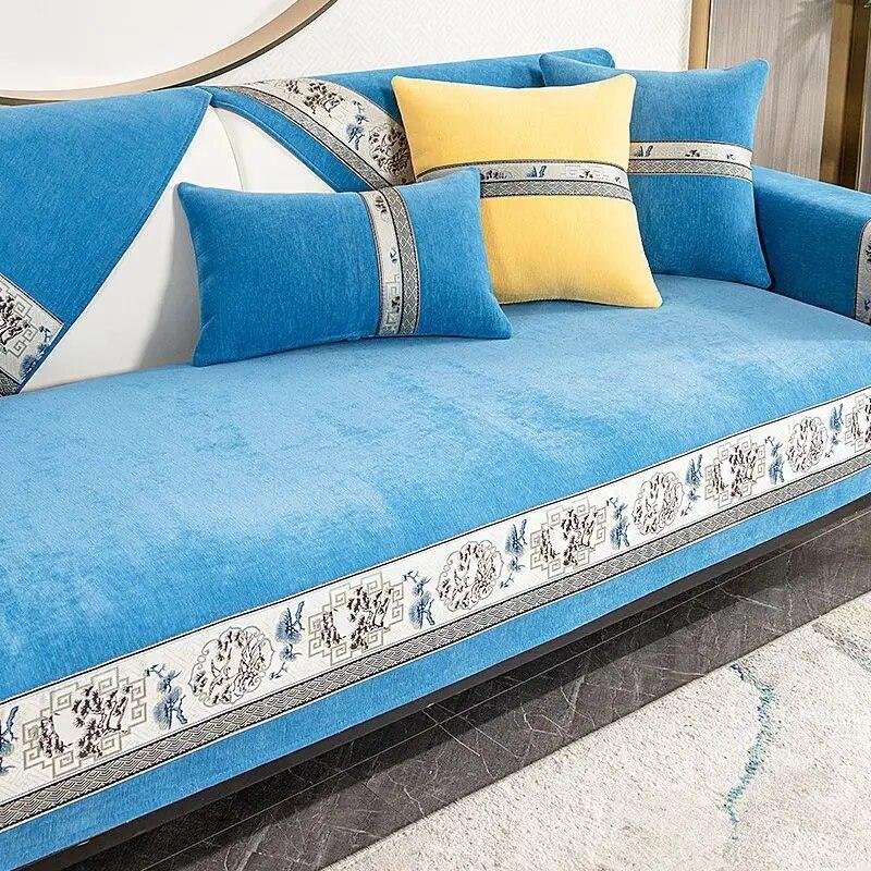 Luxury Chinese Chenille Sofa Covers Anti Slip Universal Armchair Slipcover for Living Room Couches
