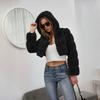 Y2k Streetwear Women Autumn Winter Faux Fur Coat Hooded Cropped Jacket Fur Coat Long Sleeve Cardigan Soft Tops Vintage Harajuku