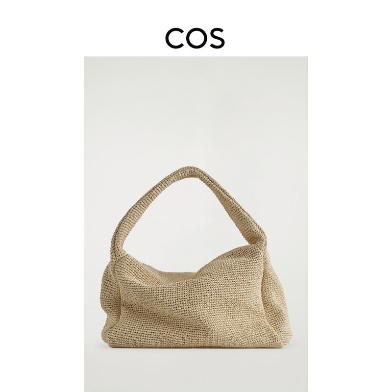 

Cos Women Straw Texture Tote Bag Beige 2025 Summer New 1272853001 Beige