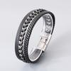 Kalen Stainless Steel Braided Leather Bracelet for Men Classic and Distinctive Cowhide Leather Bracelet Jewelry Rock Accessories