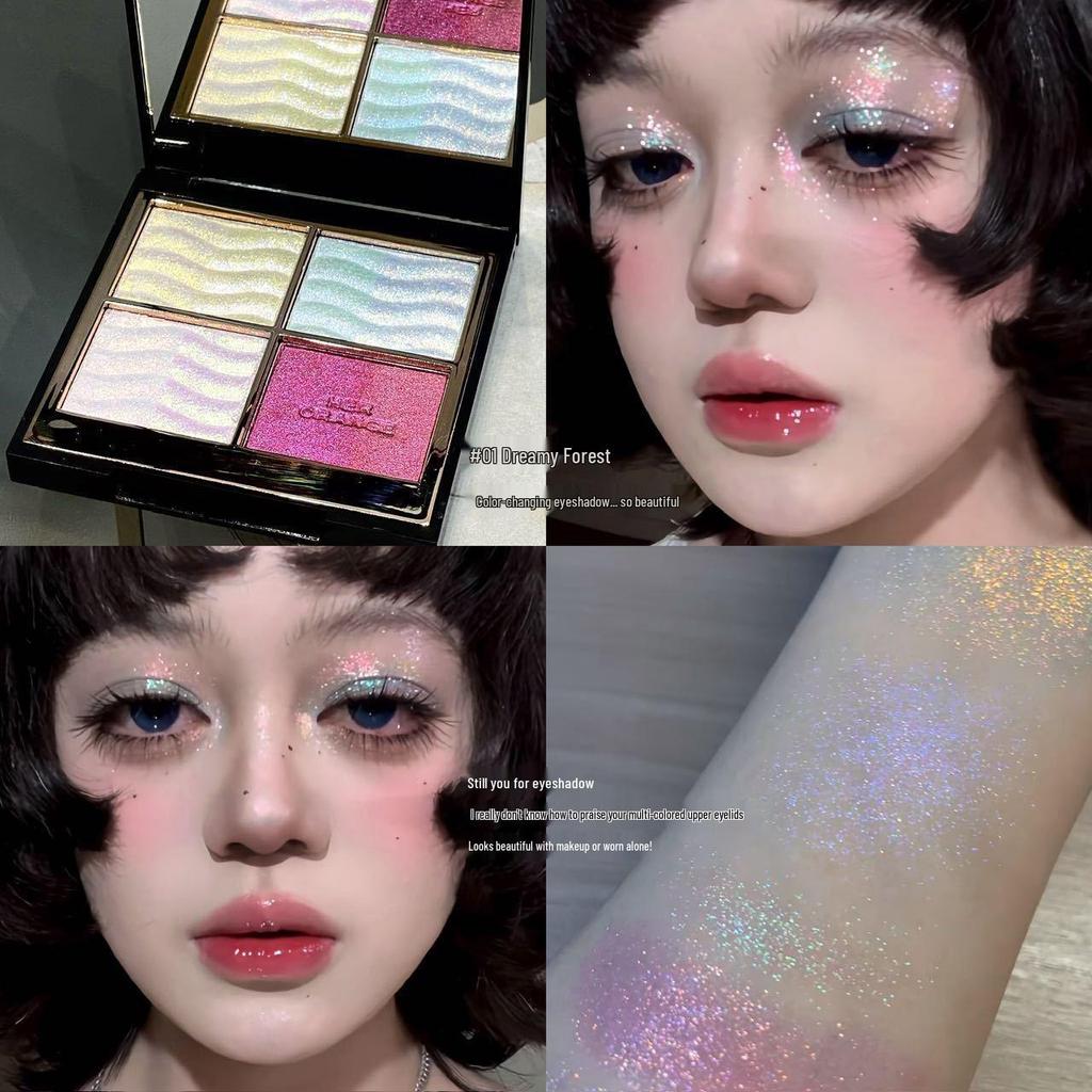 HERORANGE Color-Changing Rhinestone Dream Eyeshadow Palette - Super Sparkle & Pearlescent Highlight.