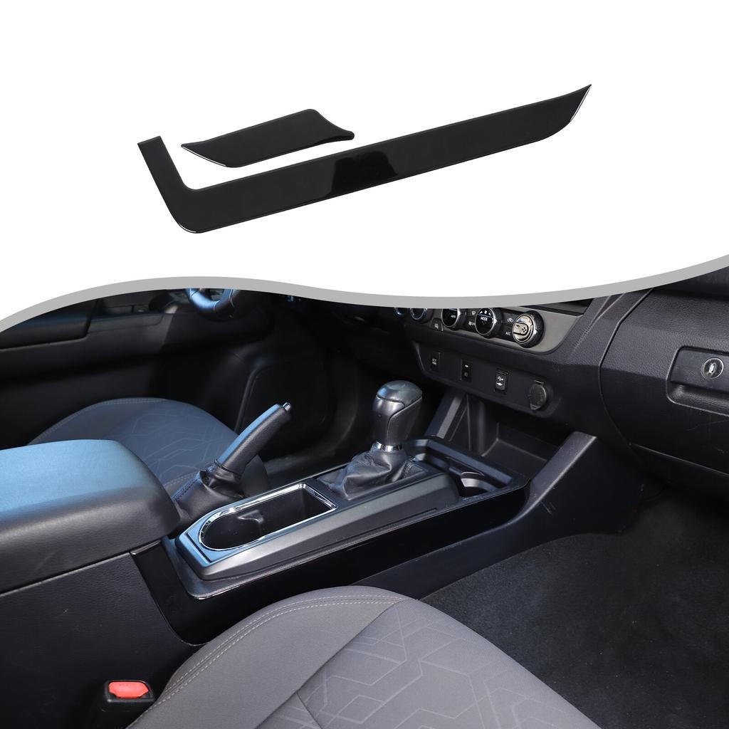 Glossy Black Center Console Gear Side Strip Sticker For Toyota Tacoma 2015-