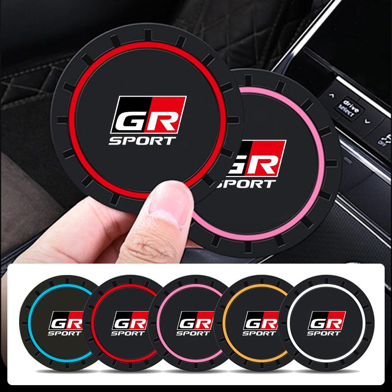 2Pcs Car Silicone Coaster Anti-Slip Water Cup Drink Mat For Toyota GR Corolla CHR Yaris Aygo Prius Camry Auris Avensis Land Crui