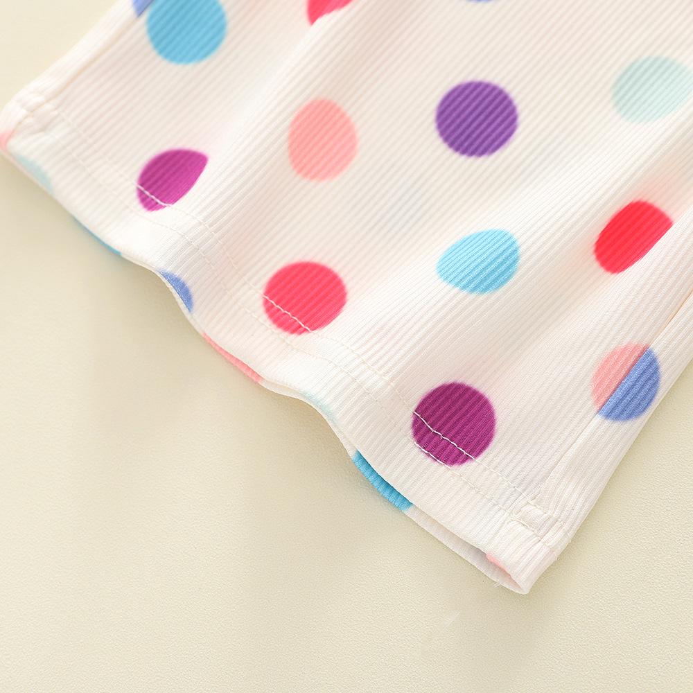 Hong Kong Style Girls' Polka Dot Straight-Leg Pants & Sleeveless Crop Top Set