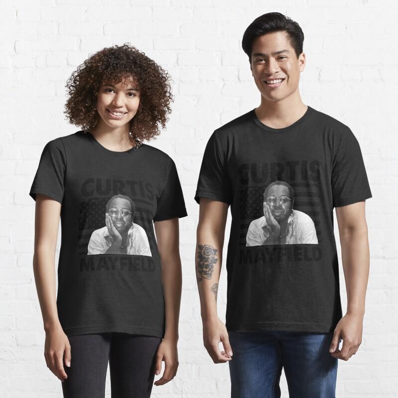 

Повседневная футболка в стиле ретро с американским флагом Кертиса Mayfield Music Gift