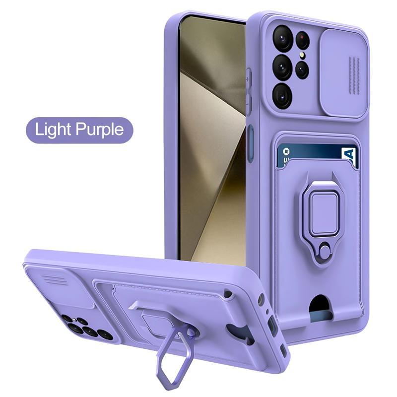 

Push Window Card Slot Case For Samsung Galaxy S24 Ultra S23 Plus S22 S23 FE S21 S20 FE Ring Holder Magnetic Phone Cover S23 Plus