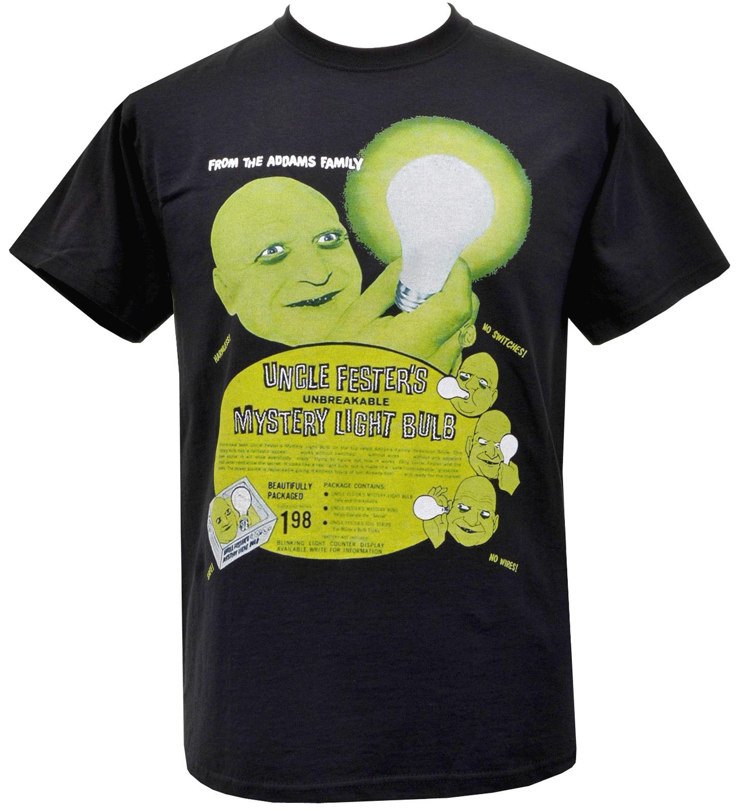 Mens Horror T-Shirt Uncle Fester Addams Family Classic Gothic Halloween S-5XL XXXXL