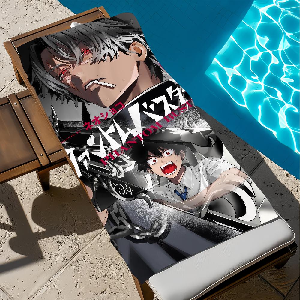P-Phantom anime Towel Large Quick-Drying B-busters Microfiber soft Beach Towel for Travel Fitness Sauna Bathing Camping