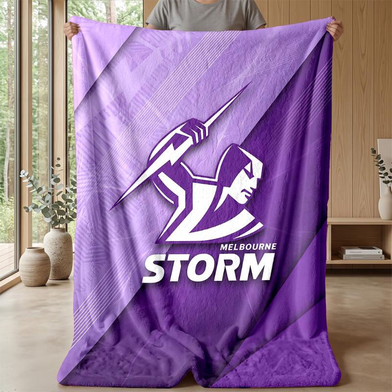Melbourne Storm Flannel Fleece Blanket Cozy Warm Throw Blanket For Couch Bed Travel All Season Use
