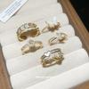 K Real Gold Electroplated Zircon Flower Pearl Open Ring Exquisite Elegant Index Finger Ring Light Luxury High-end Jewelry
