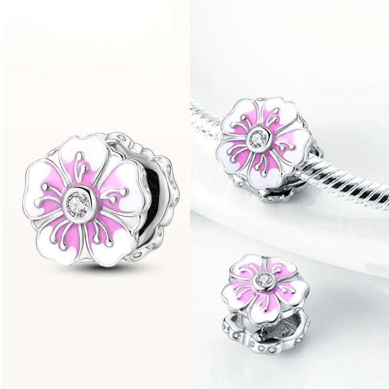 Copper Heart Color Changing Rose Pink Charms Beads Original Bracelet Diy Fine Jewelry Gifts For Women