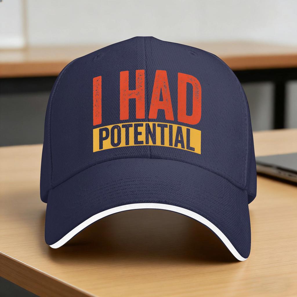 I Had Potential Baseball Cap Design Print Trucker Hat Summer Unisex Unisex Tennis Skate Snapback Cap