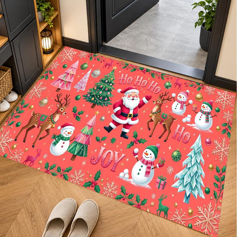 Christmas Theme Floor Carpet, Soft Area Rug, Xmas Indoor Home Holiday Decoration