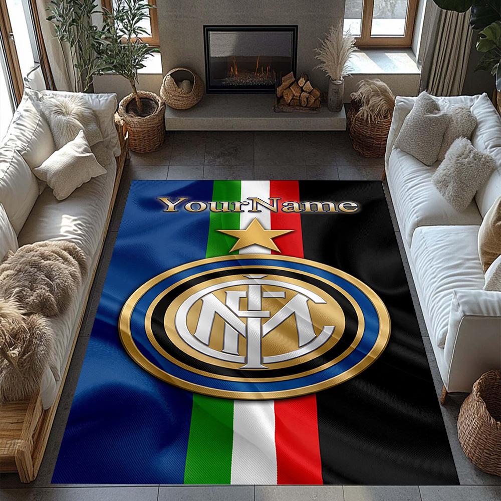 Inter Milan Personalized Text Floor Mat Design for Kitchen Bedrooms Dining Room Dormitory Antislip Carpet Decorate Offices Spiritual Gift