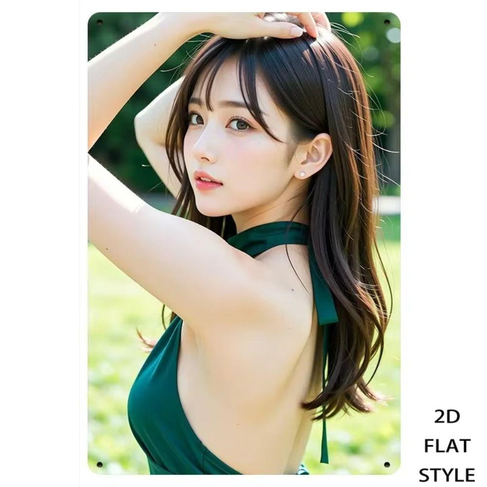 Fantasy Metal Wall Art Decor, Girl with Goldfish, 20x30cm Bedroom Sign