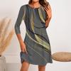 Women's Fashion Casual Print Round Neck Three-quarter Sleeve Short Dress