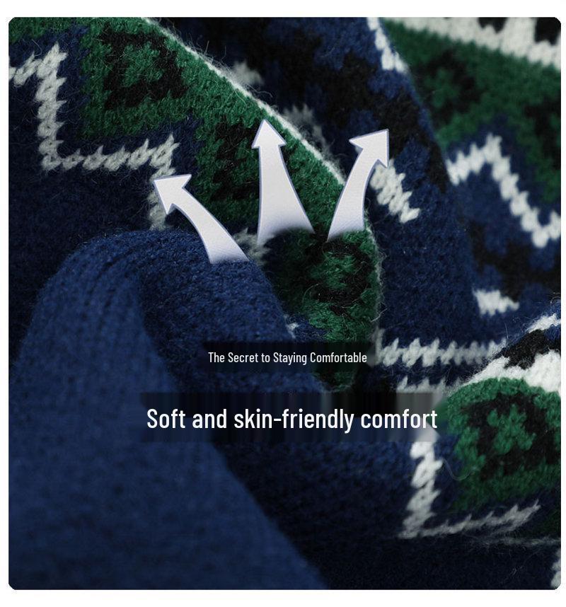 Autumn 2025 Retro Ethnic Round Neck Knit Sweater Coat