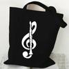 Music Heartbeat Printed Canvas Bag Shoulder Bag Folding Bag Handheld Shopping Bag Large Capacity Durable Eco Friendly Bag