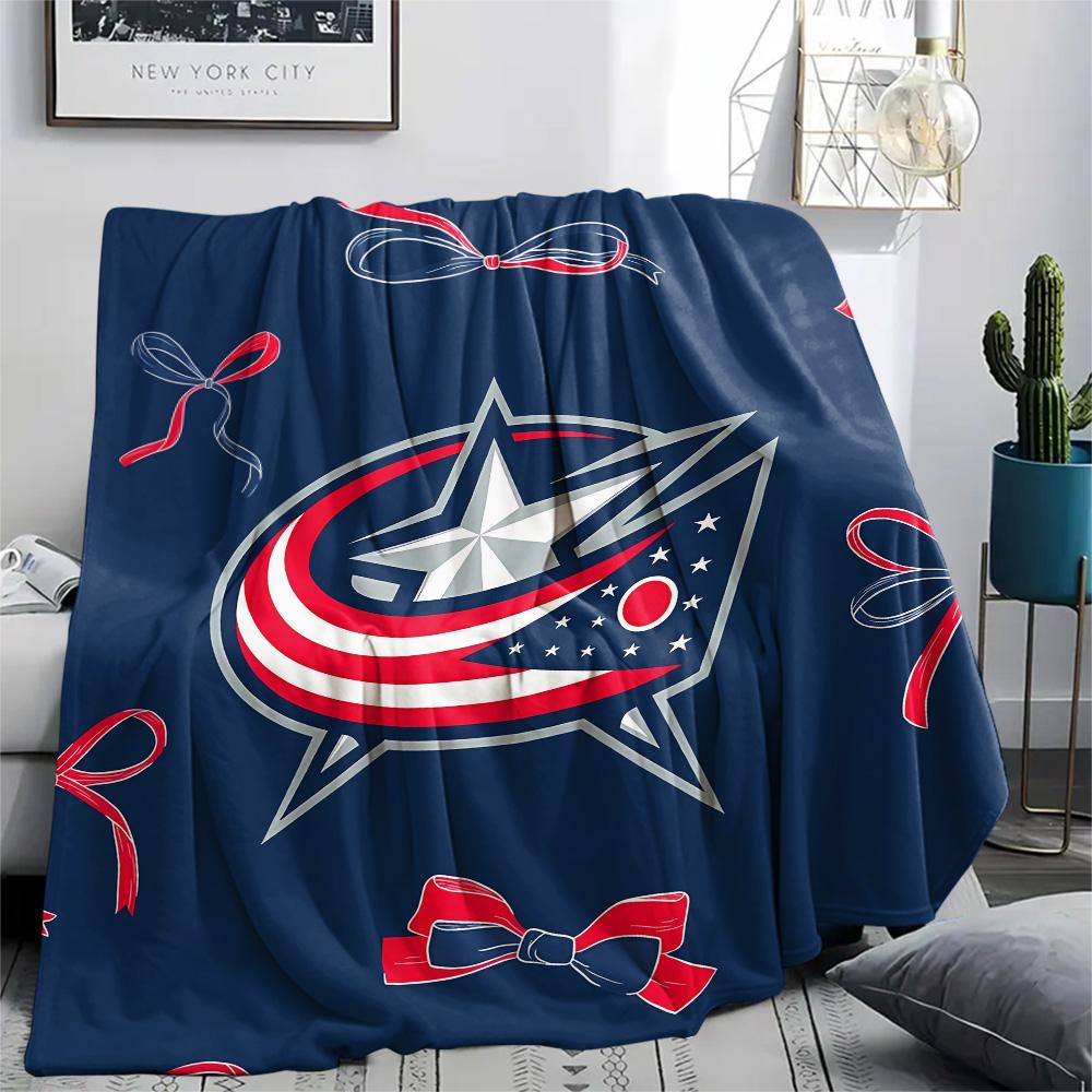 Columbus Blue Jackets Print Flannel Blanket, High quality Comfortable for All Seasons, Home Decor, Warmth and Comfort, Perfect for Christmas Gifts