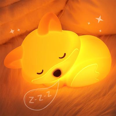 Kleines Fuchs-Nachtlicht mit USB-Ladefunktion, stimmungsvolle Schlafzimmer-Nachttischlampe, kreatives Cartoon-Nachtlicht mit wiederaufladbarem, dimmbarem Timer