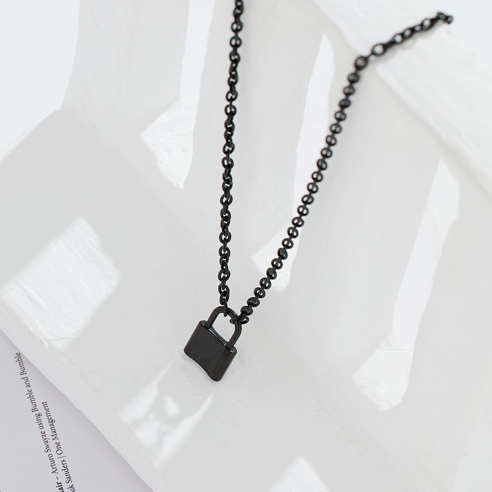 Collar con Candado de Acero Inoxidable Estilo Coreano Joyería de Moda Collar con Colgante de Tendencia