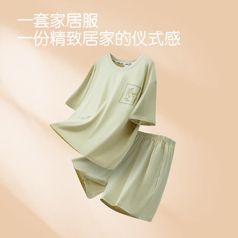 Premium Xinjiang Cotton Round Neck Loungewear Set, Suitable for Outdoor Wear, Short-Sleeve Shorts Pajamas for Wome