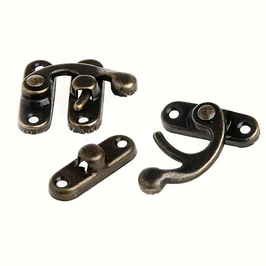 Antique Bronze Iron Padlock Hasp Hook Lock with Screws for Mini Jewelry Wooden Box Furniture Hardware 27*32mm (1.06in*1.26in)