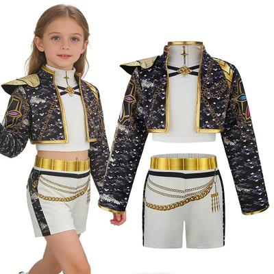 Dzieci Dziewczynki Kpop Hunter Kostium Cosplay Kpop Piosenkarka Impreza Urodzinowa Kostium na Występ Sceniczny Halloween Karnawał Zestaw Przebrania dla Dzieci