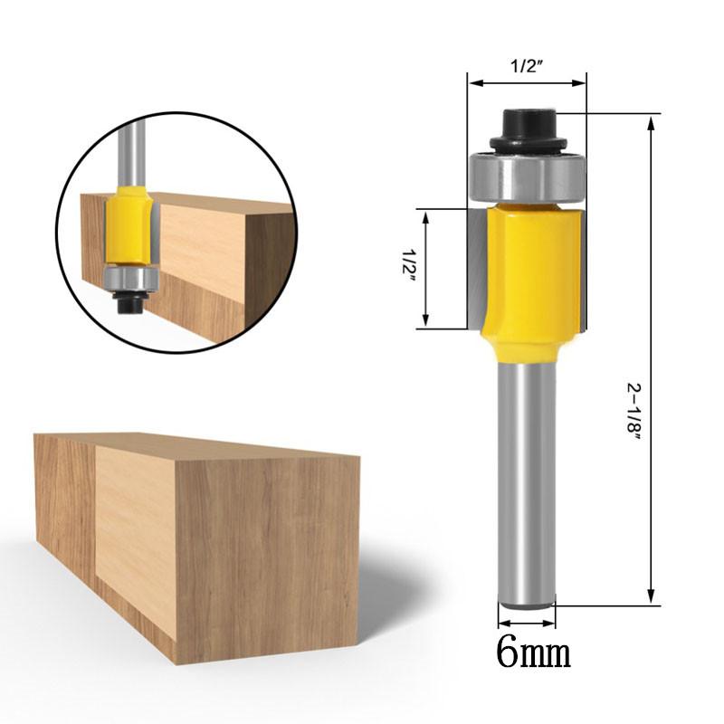 6pcs Router Bit Set 6mm 1/4inch Shank Trimming Straight Milling Cutter Wood Bits
