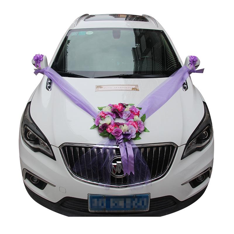European-Style Wedding Car Decoration: Simulated Rose Head Flower Set