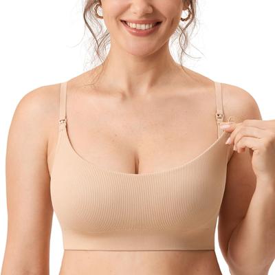 Maternity Nursing Front Maternity Night L [MOMANDA] Bra, Bra, Opening, Non-wired, Ribbed, Plain, Soft, Bra, Bra, Beige,