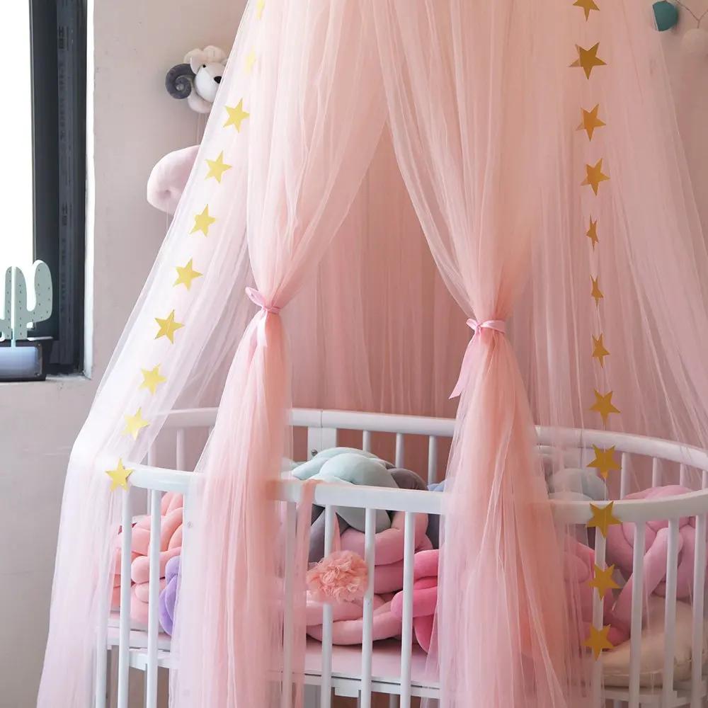Round Dome Mosquito Net Bed Canopy Curtains for Baby Bedroom Decoration, Elegant Play Tent Netting for Kids Child Bedding