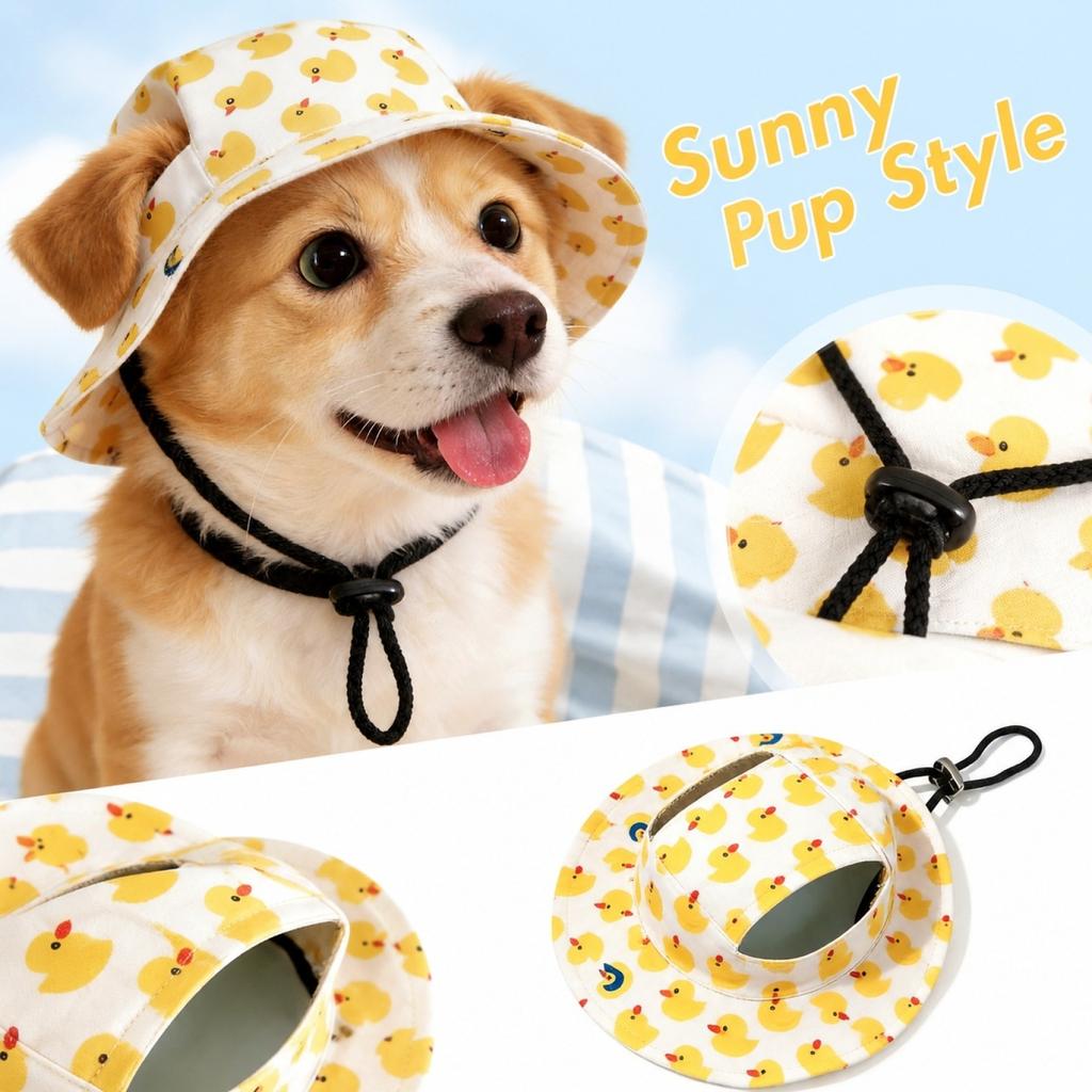 Pet Sun Hat with Printed Pattern for Outdoor Summer