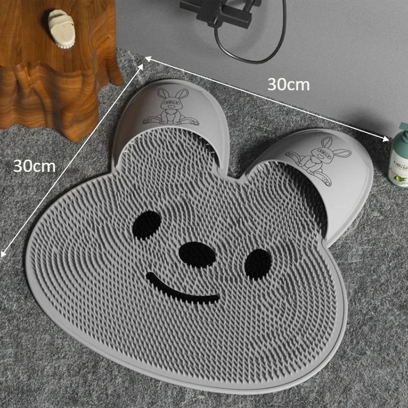 Rabbit Silicone Foot Scrubbing Mat Exfoliating Shower Massage Brush Back Massager Foot Scrubber Bathroom Non-slip Bath Mat Tools